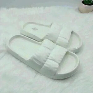 Women Single Band Beach or House Slides, EVA  Slides White in size 8-8.5